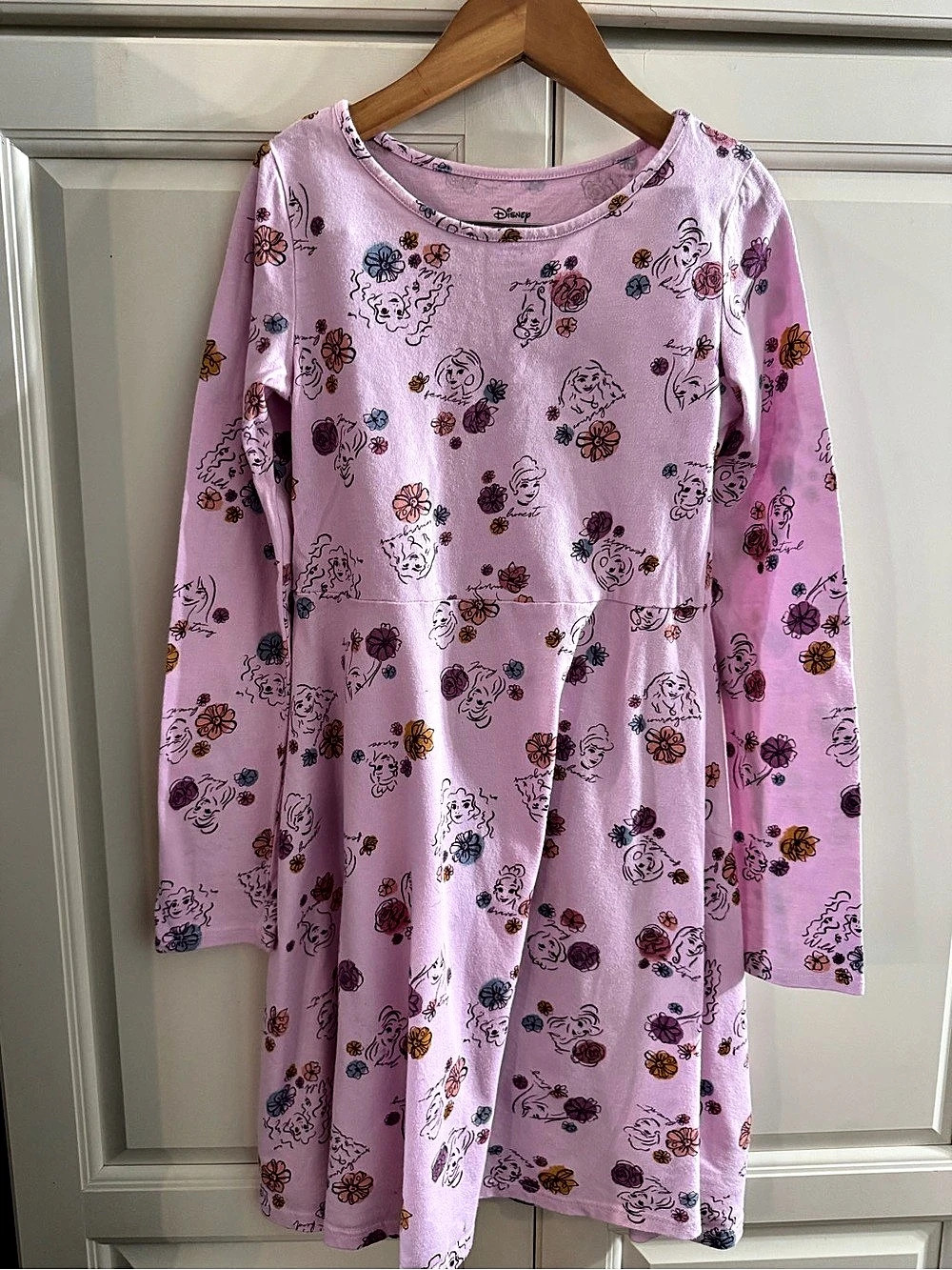 Disney Floral Long Sleeve Dress Pink Girls Size 8